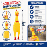 4E's Novelty 12 Inch Giant Screaming Rubber Chicken Toy Yellow