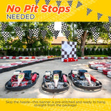 4E’s Novelty 100 Ft Checkered Flag Banner Racing Party Decorations with 48 Large Pennants for Birthdays