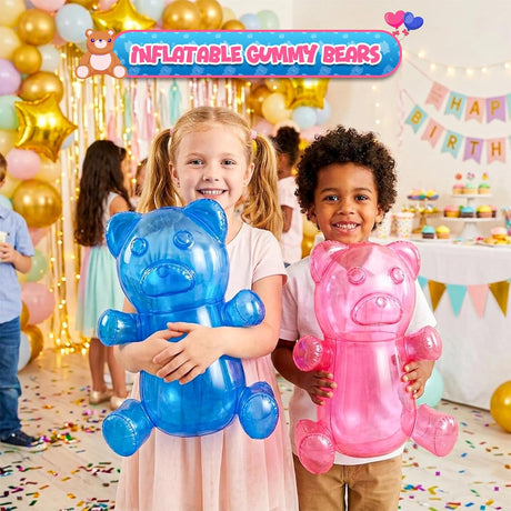 2 Inflatable 24" Gummy Bears - Candyland Party Decorations, Birthday Pool Floaties