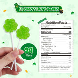 4E's Novelty 24 Pack Green Apple St. Patrick's Day Shamrock Lollipops