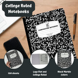 Wide Ruled Composition Notebooks [4 Pack] Hard Cover, 100 sheets 9.75" x 7.5" - Back to School Supplies For Students & College by 4E's Novelty