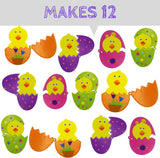 4E's Novelty 204pcs Hatching Egg Magnet Craft Kit – Easter Kids Craft Bulk, Individually Wrapped, Makes 12 Spring Party Activities