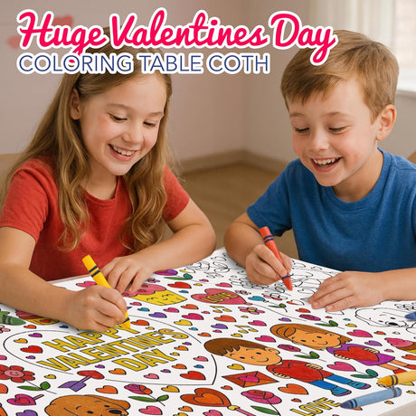 4E's Novelty Valentine Coloring Tablecloth & Stickers Set