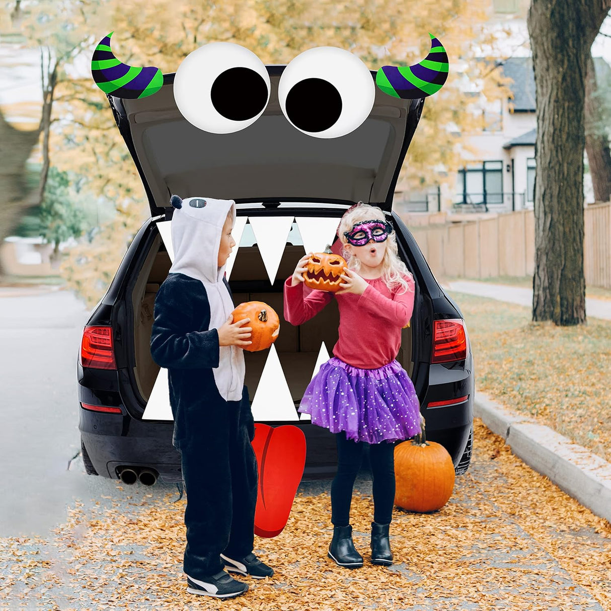 4E's Novelty Monster Trunk Huge Eye Halloween Decor Kit – Trunk or Treat Car Decorations for SUVs, Reusable Monster Theme