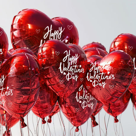 4E's Novelty 30-Pack 18” Heart Balloons – Bulk Red Foil Balloons for Valentine’s & Event Decor
