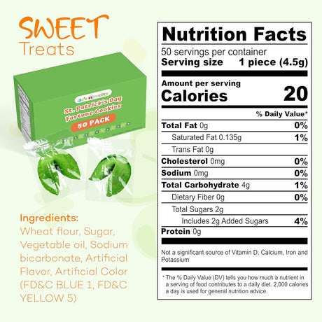 4E's Novelty St. Patrick’s Day Fortune Cookies – 50 Individually Wrapped Party Favors & Treats