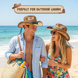4E's Novelty Brown Straw Cowgirl Hat for Women Raffia Straw