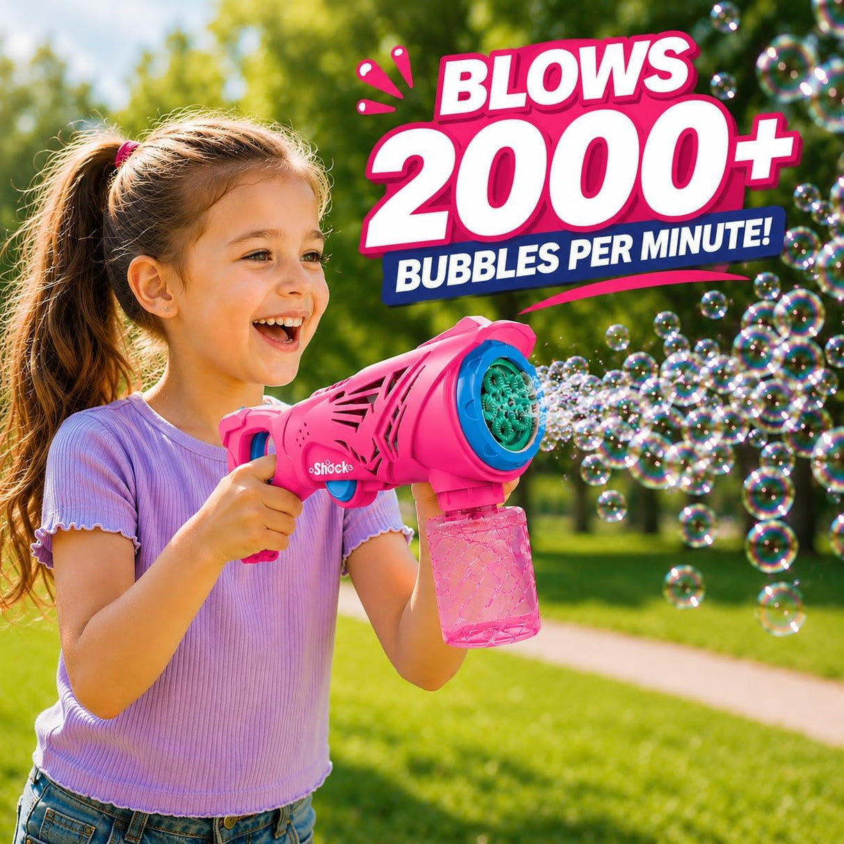 4E's Novelty Automatic Bubbles Gun With Bottle Bubble Solution Refill