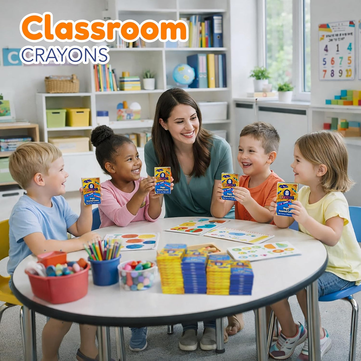 4E's Novelty 48 Boxes of 8-Pack Crayons - Bulk, Non-Toxic