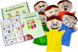 6 Pack Hand Puppets with Emotions - Soft Plush for Kids