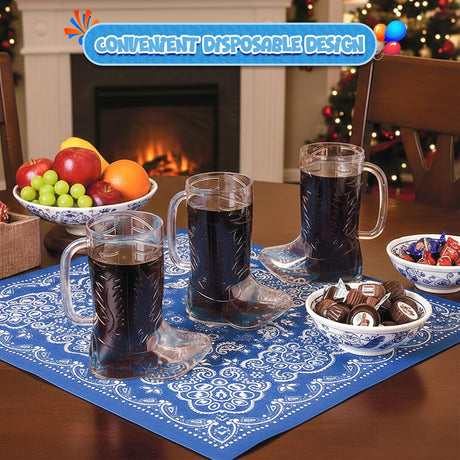 10Pcs Cowboy Boot Mugs 17 oz - Reusable Plastic  Reusable Hard Plastic, BPA Free - for Cowboy Themed Party Supplies, Western Accessories.