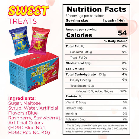 4E's Novelty Blue And Red Valentines Candy Rings Classroom Exchange (30 Ct Bulk)