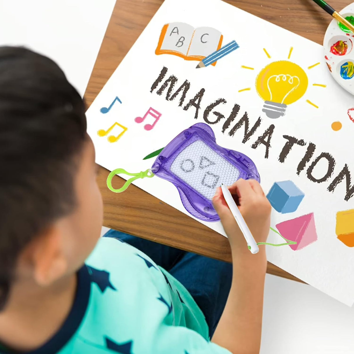 4E’s Novelty Mini Drawing Board for Kids 12 Pack, Erasable Doodle Writing Pad Keychain Backpack Clip for Boys Girls