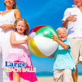 4E's Novelty 3 Pack Inflatable Beach Balls – 24" Classic Rainbow Pool Balls for Swimming Pool Fun