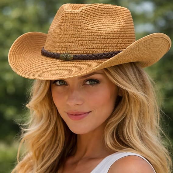 4E's Novelty Camel Straw Womens Summer Cowgirl Hat