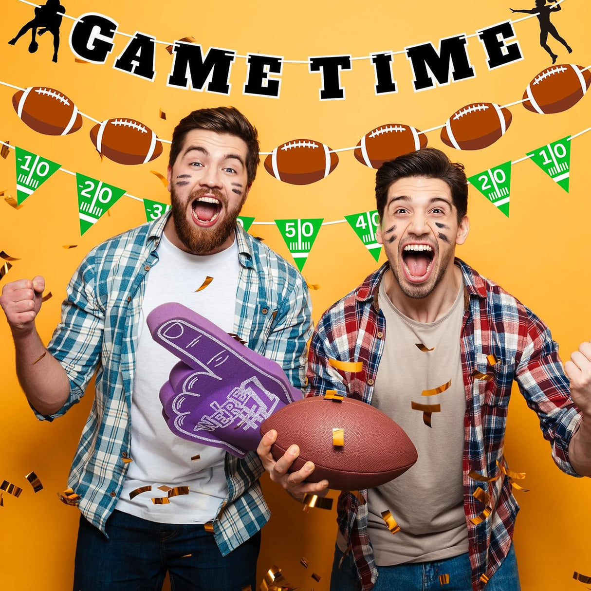 4E's Novelty 3-Pack Football Garland Banners – 9ft Party Pennants for Sports & Birthday Parties