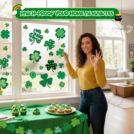 4E's Novelty 115 Pcs St Patricks Day Window Clings (9 Sheets)