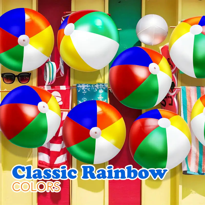4E's Novelty Beach Balls [6 Pack] 20" Inflatable Beach Balls for Kids - Pool Games Toys for Kids & Toddlers, Classic Rainbow Color