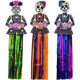 3 Pack 36’’ Day of Dead Halloween Hanging Decorations - Dia de Los Muertos Decorations - Party Decoration