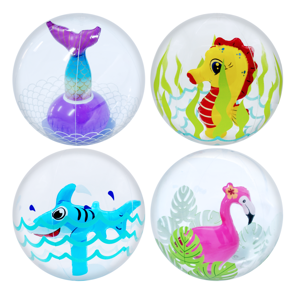 3D Beach Balls, Summer Toys for Kids - 4 pcs Mini Beach Balls for Toddlers 1-3