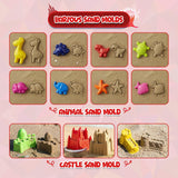 4E's Novelty 13 Beach Sand Toys for Kids – Sand Castle Bucket with Shovel & Large Molds, Includes Mesh Beach Bag for Toddlers, Perfect for Kids 3-10