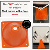 4E's Novelty 38 Pieces Set - 12 Traffic Cones With Hole on Top, 24 Checkered Flags, Racetrack Floor Runner - for For Race Car Birthday Party Supplies, Table Centerpiece Decorations Kids Gift