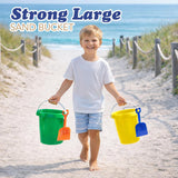 4E's Novelty 6 Pack Beach Buckets with Shovels – 7.5" Sand Pails & Shovels for Kids' Outdoor Play