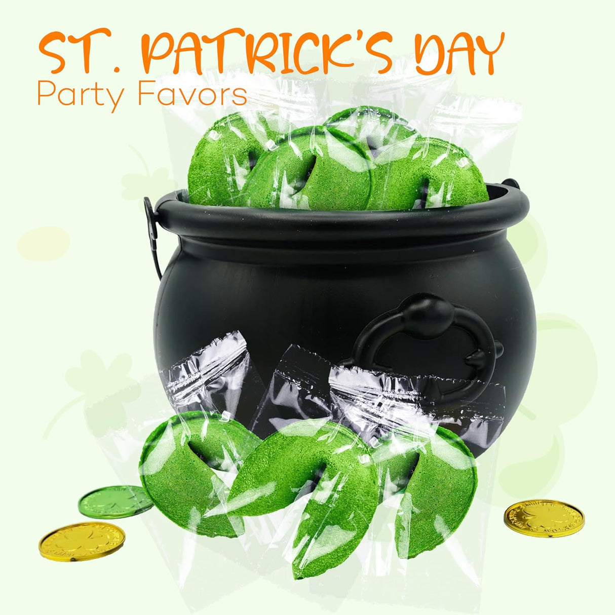 4E's Novelty St. Patrick’s Day Fortune Cookies – 50 Individually Wrapped Party Favors & Treats