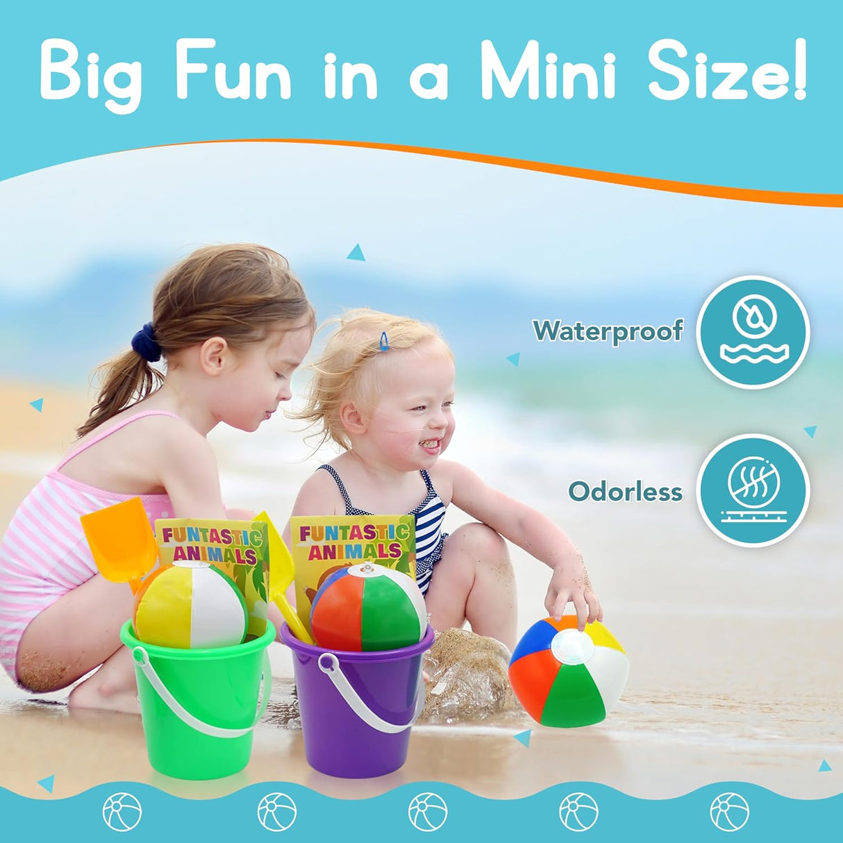 4E's Novelty Mini Beach Balls – 28 Pack, 4" Inflatable Pool Party Favors for Kids