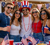 4E's Novelty 72 Pack Beaded Necklace – Red White Blue 4th of July Accessories