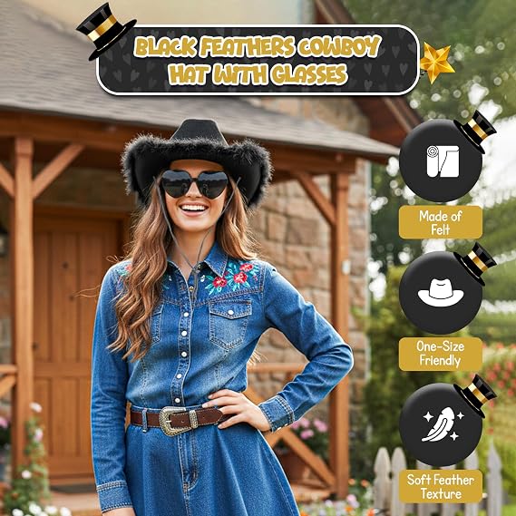 4E's Novelty Pink Cowgirl Hat – Felt Cowboy Hat with Chinstrap for Parties & Festivals