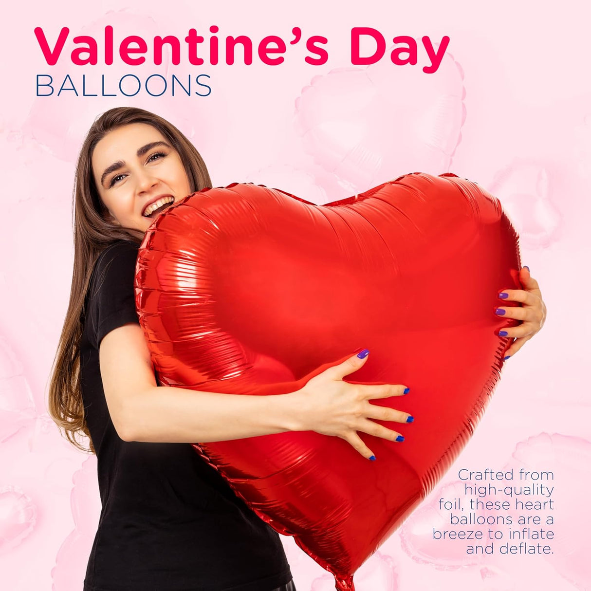 4E's Novelty 4-Pcs 32” Large Heart Shaped Balloons – Red Foil Balloons for Valentine's & Weddings