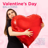 4E's Novelty 4-Pcs 32” Large Heart Shaped Balloons – Red Foil Balloons for Valentine's & Weddings