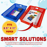 4E's Novelty Colorful Plastic Classroom Storage Bins - 13.75" x 10.25" for Organizing Papers, Pencils, Arts & Crafts, Rainbow Containers
