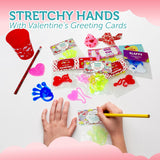 4E's Novelty 32-Pack Slappy Hands with Valentine Cards – Stretchy Toys for Classroom Fun
