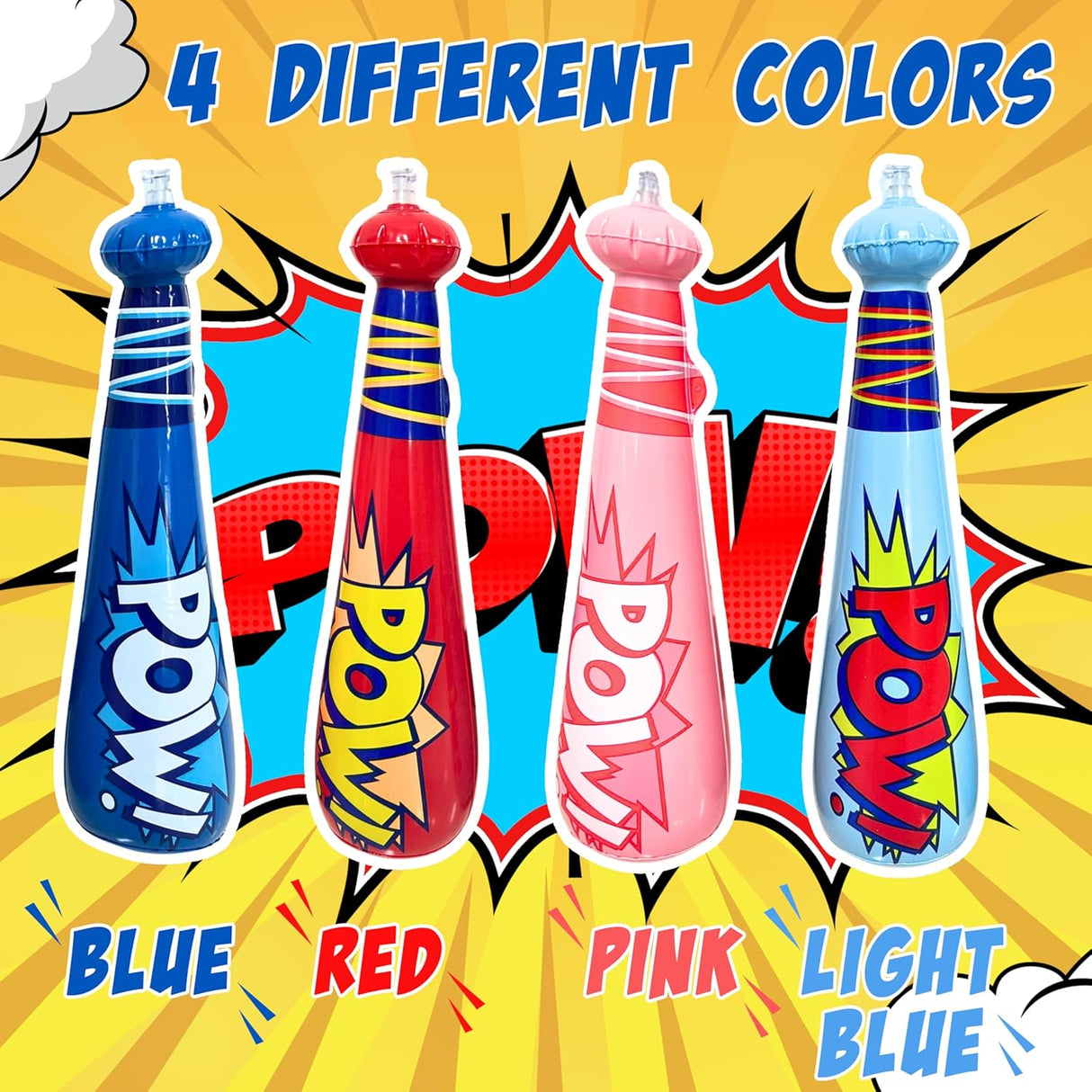 4E's Novelty 25 Piece Set Inflatable Baseball Bats With Pow Design