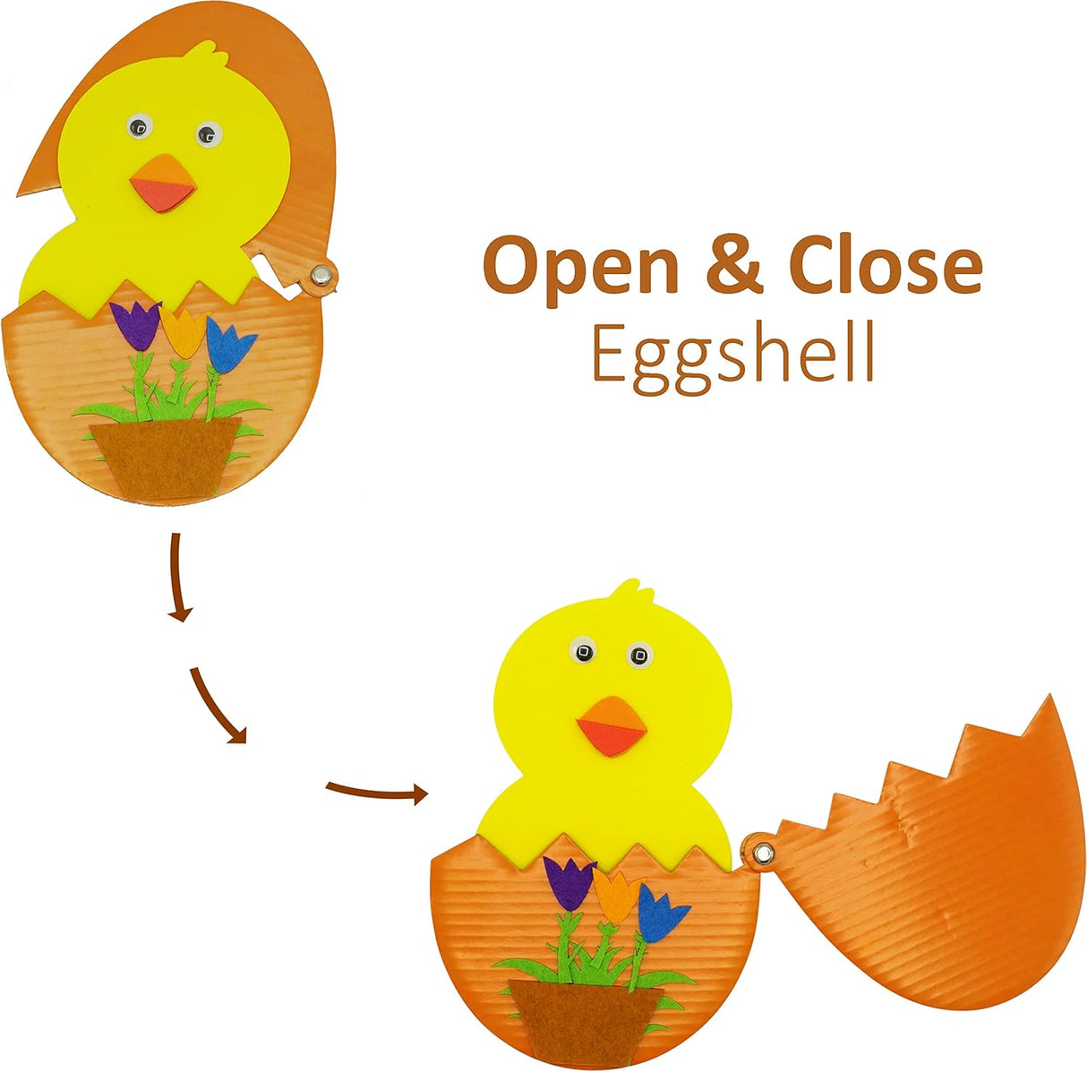 4E's Novelty 204pcs Hatching Egg Magnet Craft Kit – Easter Kids Craft Bulk, Individually Wrapped, Makes 12 Spring Party Activities