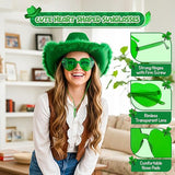 4E’s Novelty Green Cowboy Hat with Feathers & Heart-Shaped Sunglasses - Perfect Cowboy Outfit Accessory, Cowboy Hat for Party Costume Dress Up