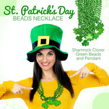 4E's Novelty 12 Pack St Patricks Day Shamrock Beads Necklace Green