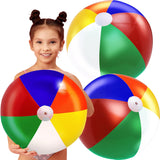 4E's Novelty 3 Pack Inflatable Beach Balls – 24" Classic Rainbow Pool Balls for Swimming Pool Fun