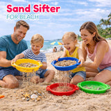 4E's Novelty 4 Pack Sand Sifter – 8.75" Sandbox Toys for Kids, Durable Beach Rock Strainers