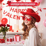 4E's Novelty Cowgirl Hat with Feathers & Heart Sunglasses - Felt, Women's Costume