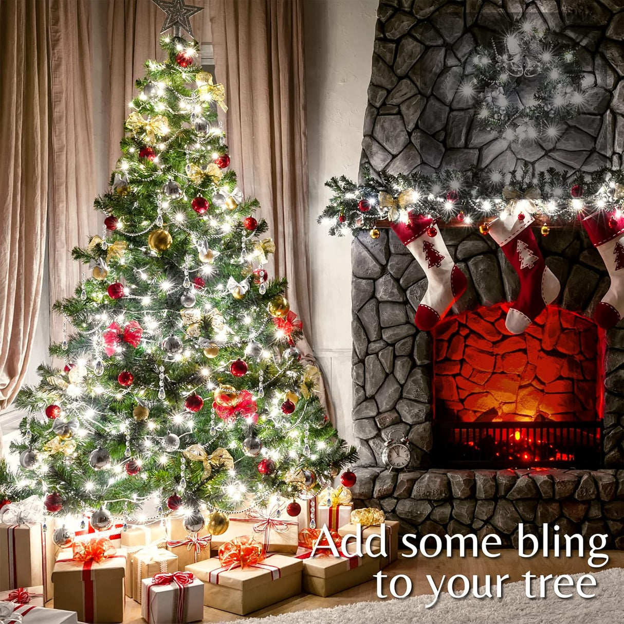 4E's Novelty 26 Pack Teardrop Acrylic Crystal Beads for Christmas Ornaments and Wedding Decor by 4E's Novelty"