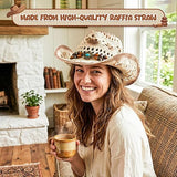 4E's Novelty White Cowboy Hat Straw For Women, Large Womens White Cowboy Hat