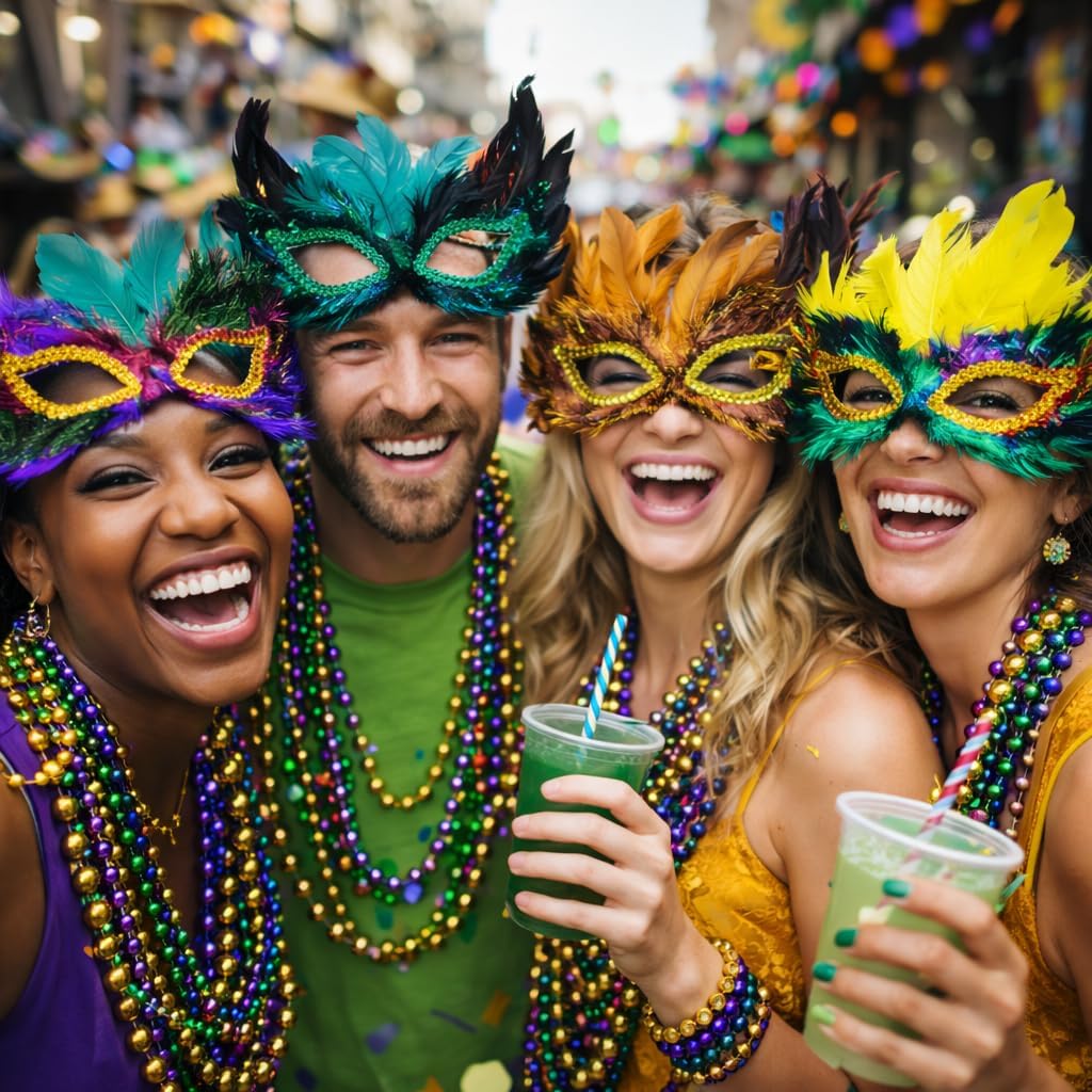 4E's Novelty Bulk 72 Mardi Gras Bead Necklaces – 33" Long, 7mm Thick Party Favors