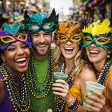 4E's Novelty Bulk 72 Mardi Gras Bead Necklaces – 33" Long, 7mm Thick Party Favors