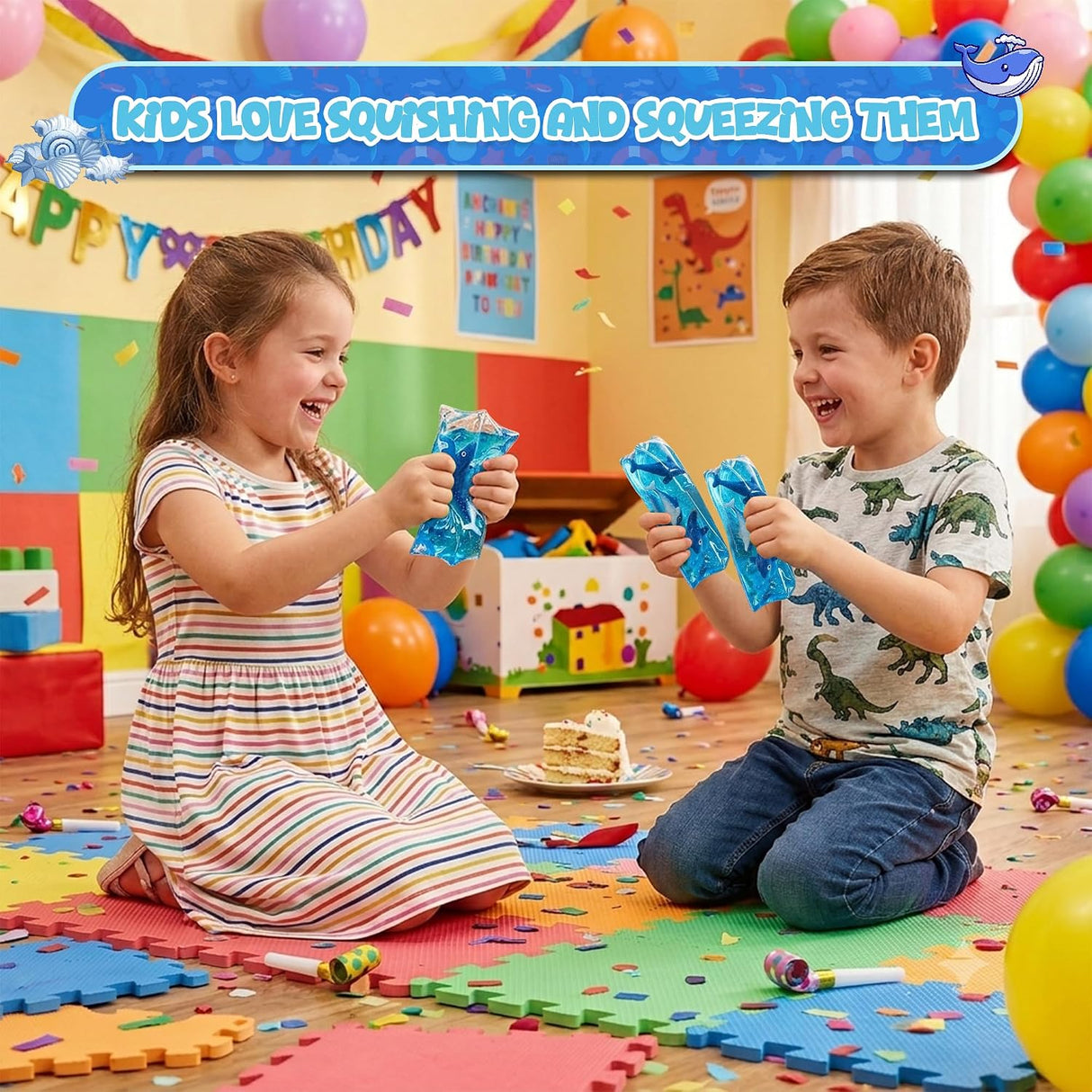 4E's Novelty 2 Pack Blue Water Wigglers 4.75 Inch Fidget Toy