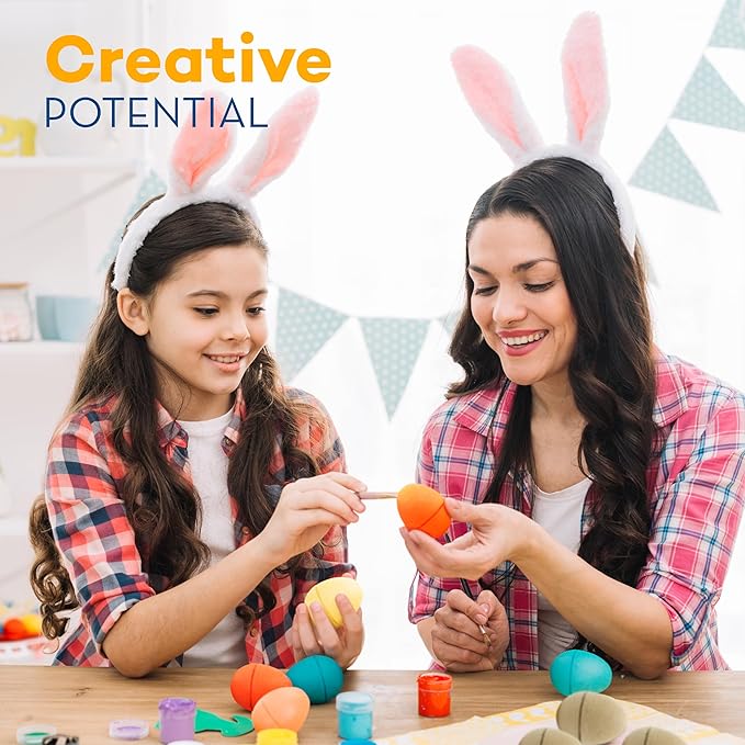 4E's Novelty DIY Paper Mache Easter Eggs to Paint 24 Pack – Paintable & Fillable Blank Craft Eggs for Kids & Adults, Easter Crafts DIY