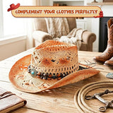 4E's Novelty Beige Cowboy Hat Straw for Women