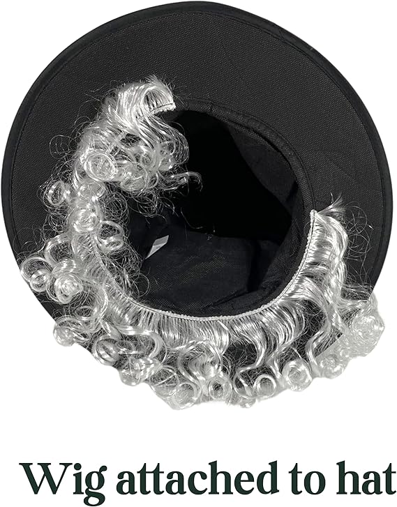 4E's Novelty Mad Hatter Costume Set – Velvet Top Hat, Wig & Bowtie